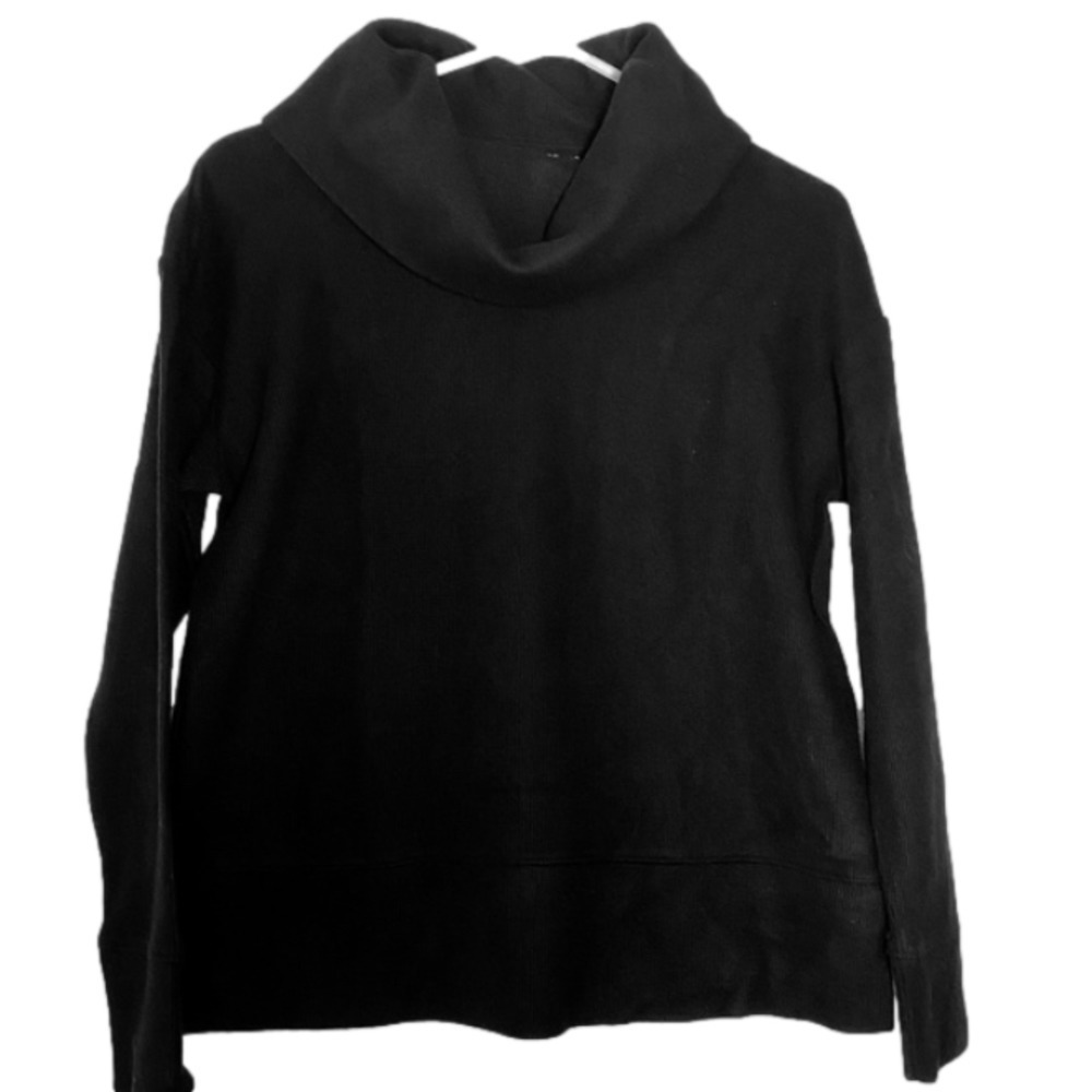 BANANA Republic waffle knit cowl neck sweater black Petite small